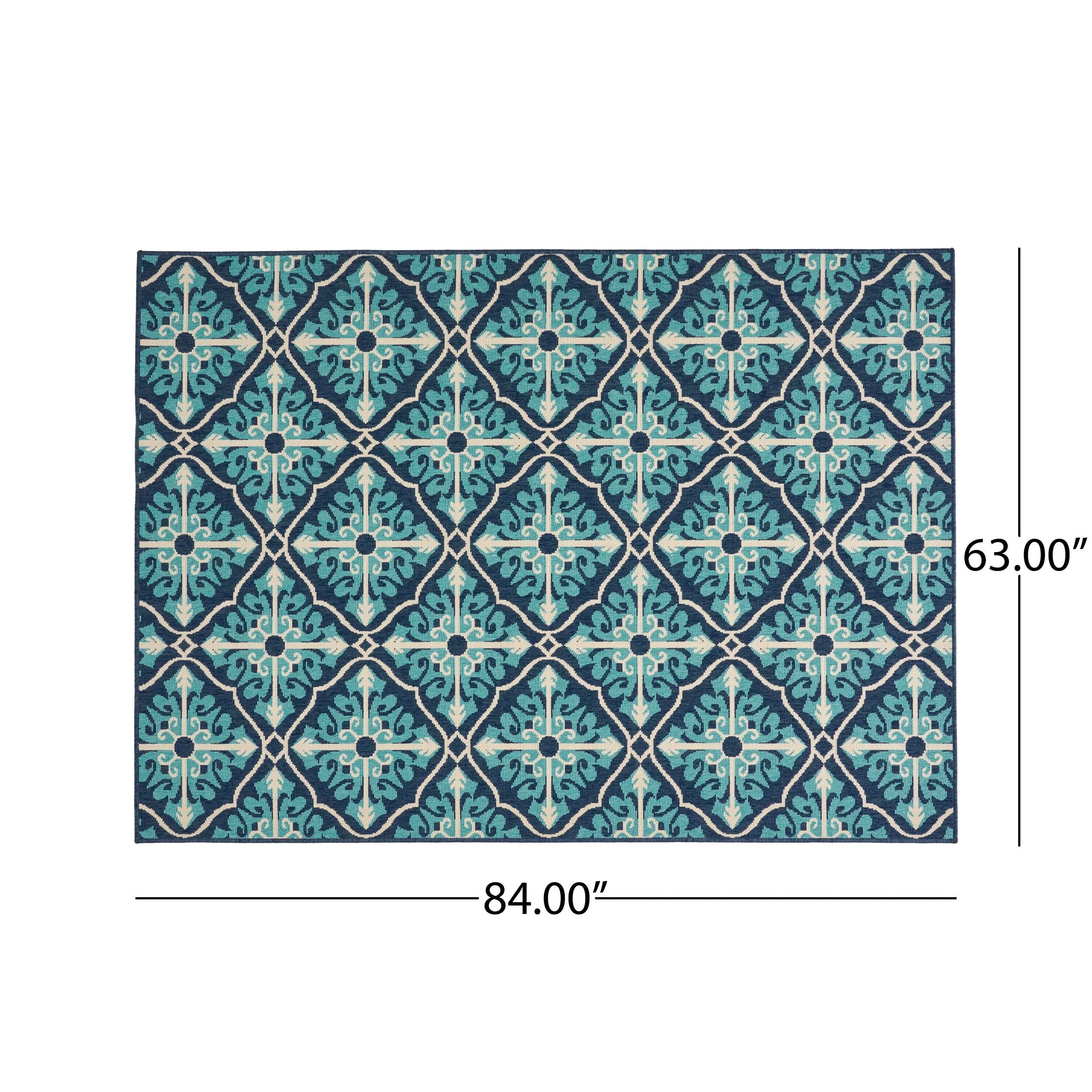 Outdoor Trellis Area Rug, Navy and Blue - NH095803