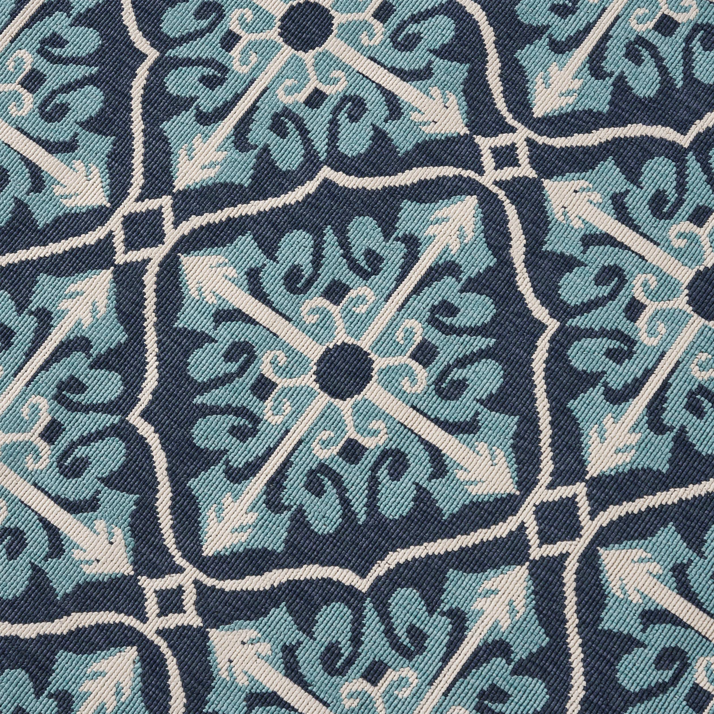 Outdoor Trellis Area Rug, Navy and Blue - NH095803