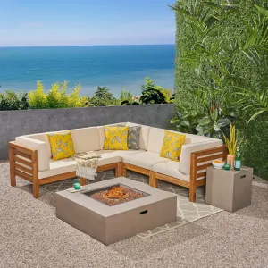 Outdoor V-Shaped Sectional Sofa Set with Fire Pit - NH960703 patio chairs, outdoor seating