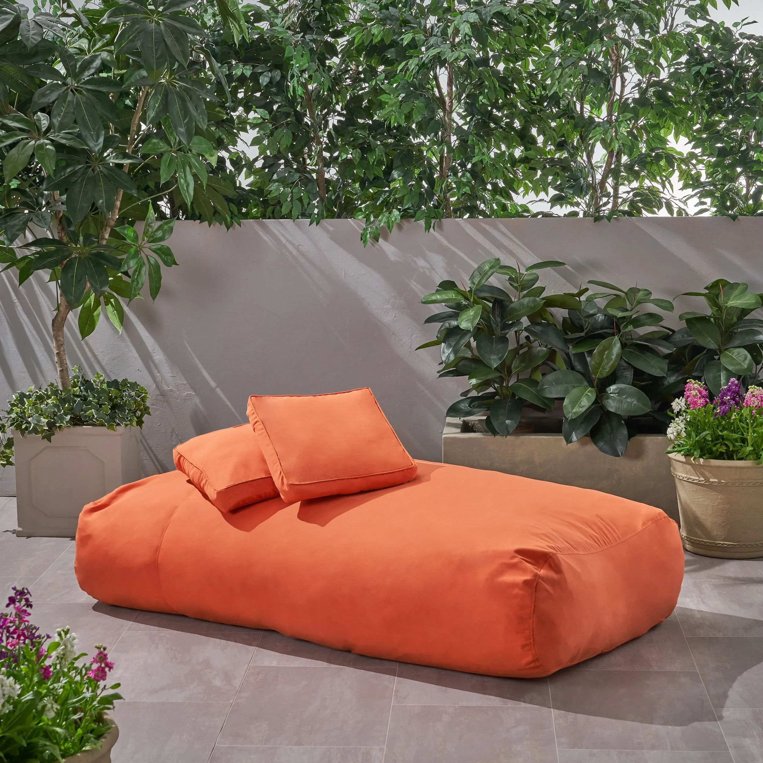 Outdoor Water Resistant 6X3 Lounger Bean Bag and 18" Throw Pillows Set - NH250803