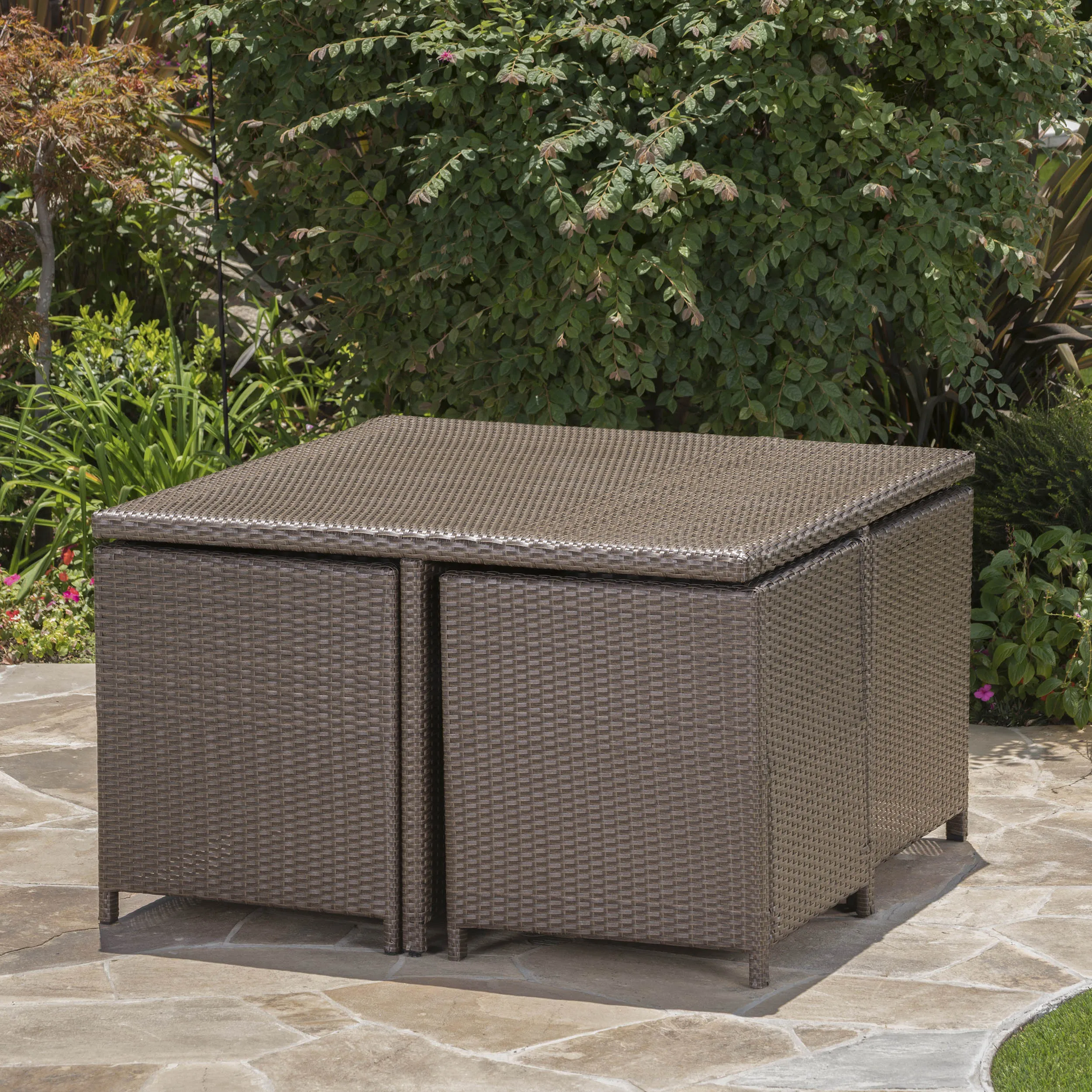 Outdoor Wicker 5Pc Dining Set w/ Water Resistant Cushions - NH798003