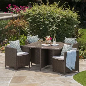 Outdoor Wicker 5Pc Dining Set w/ Water Resistant Cushions - NH798003 patio chairs, outdoor seating
