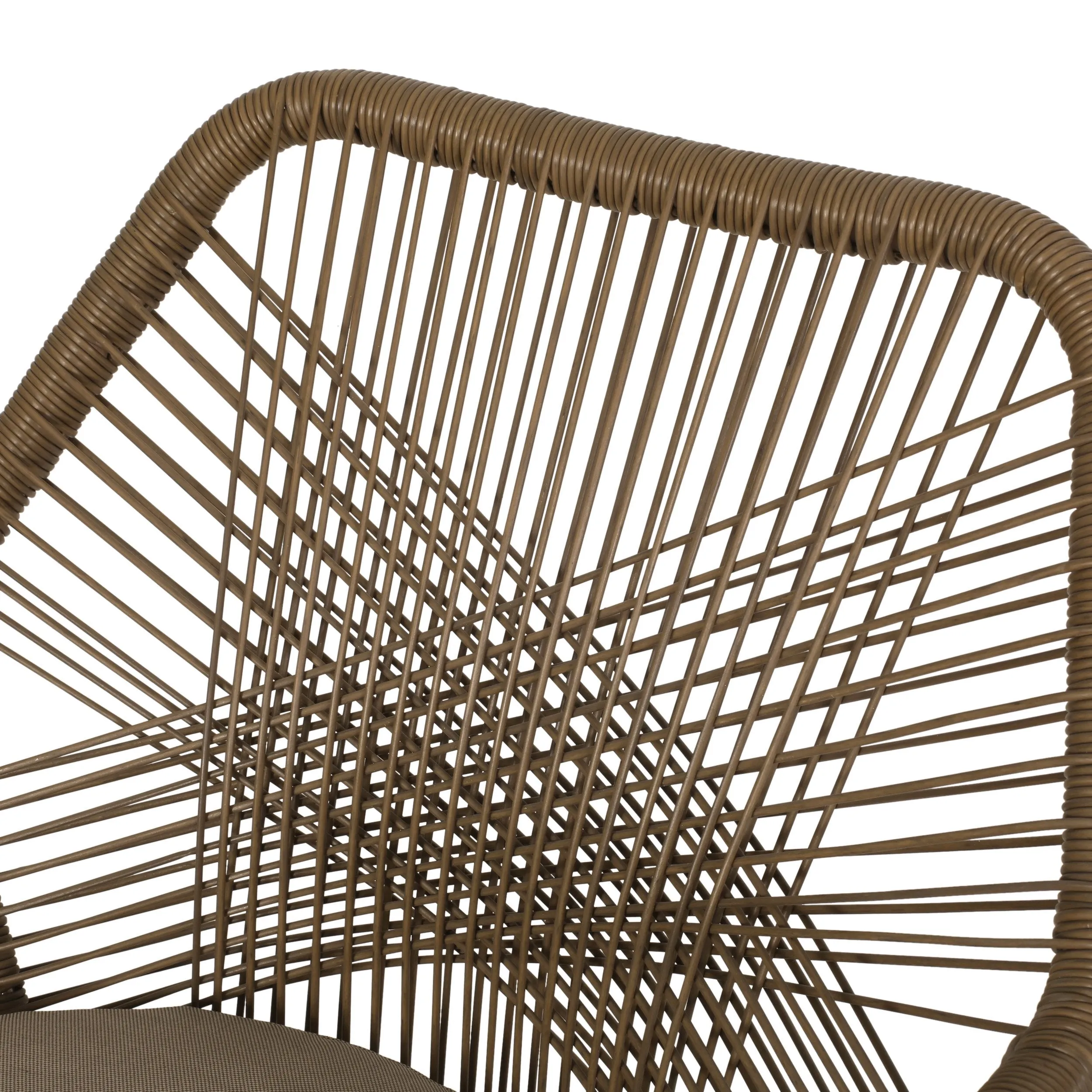 Outdoor Wicker 7 Piece Dining Set with Cushion, Matte Black, Light Brown, and Beige - NH081513
