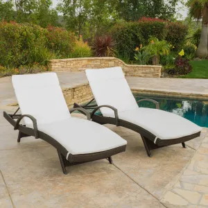 Outdoor Wicker Armed Chaise Lounge Chairs w/ Cushions (set of 2) - NH697692 patio chairs, outdoor seating