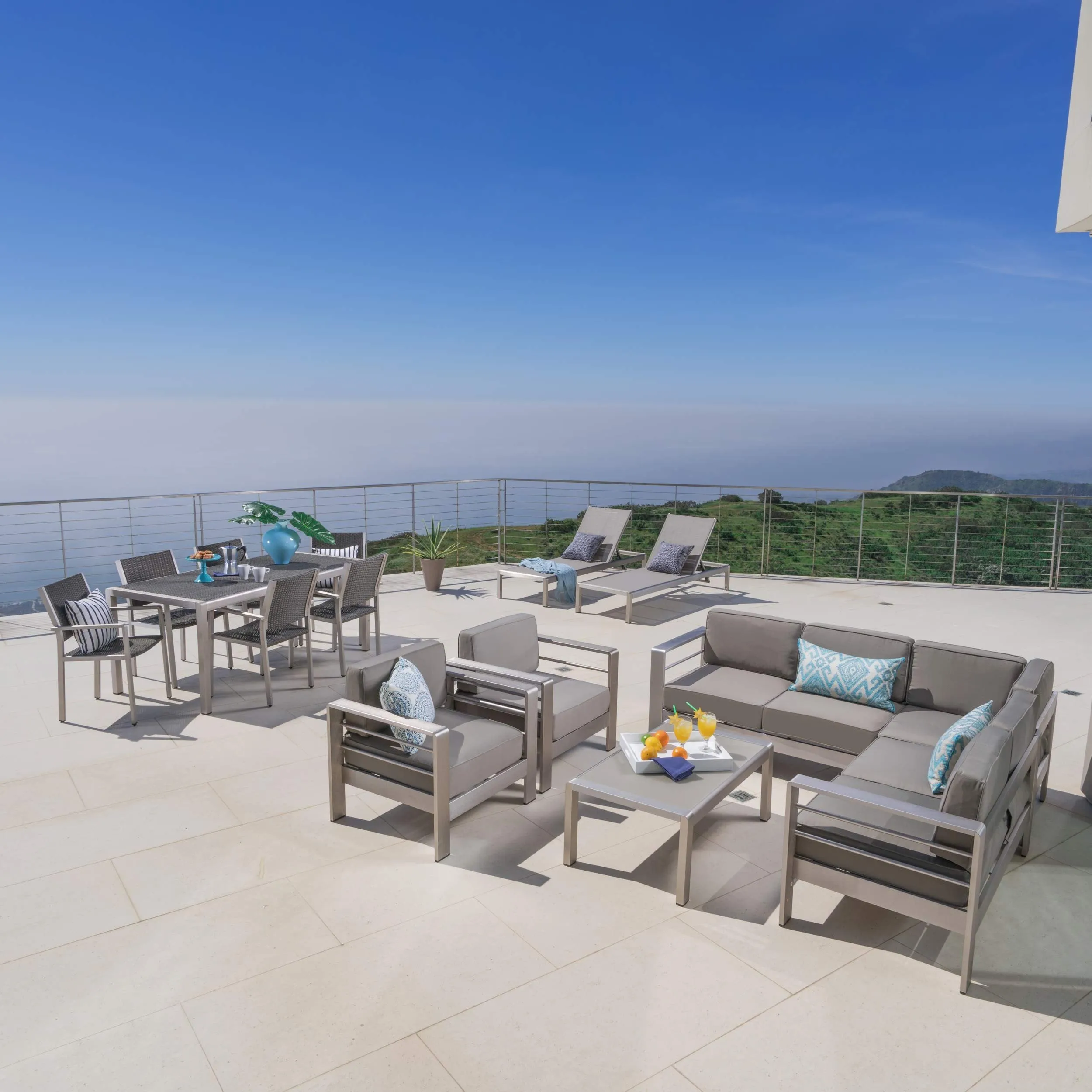 Outdoor Wicker Dining Set w/ Sofa Set, Club Chairs, & Lounges - NH284003 patio chairs, outdoor seating