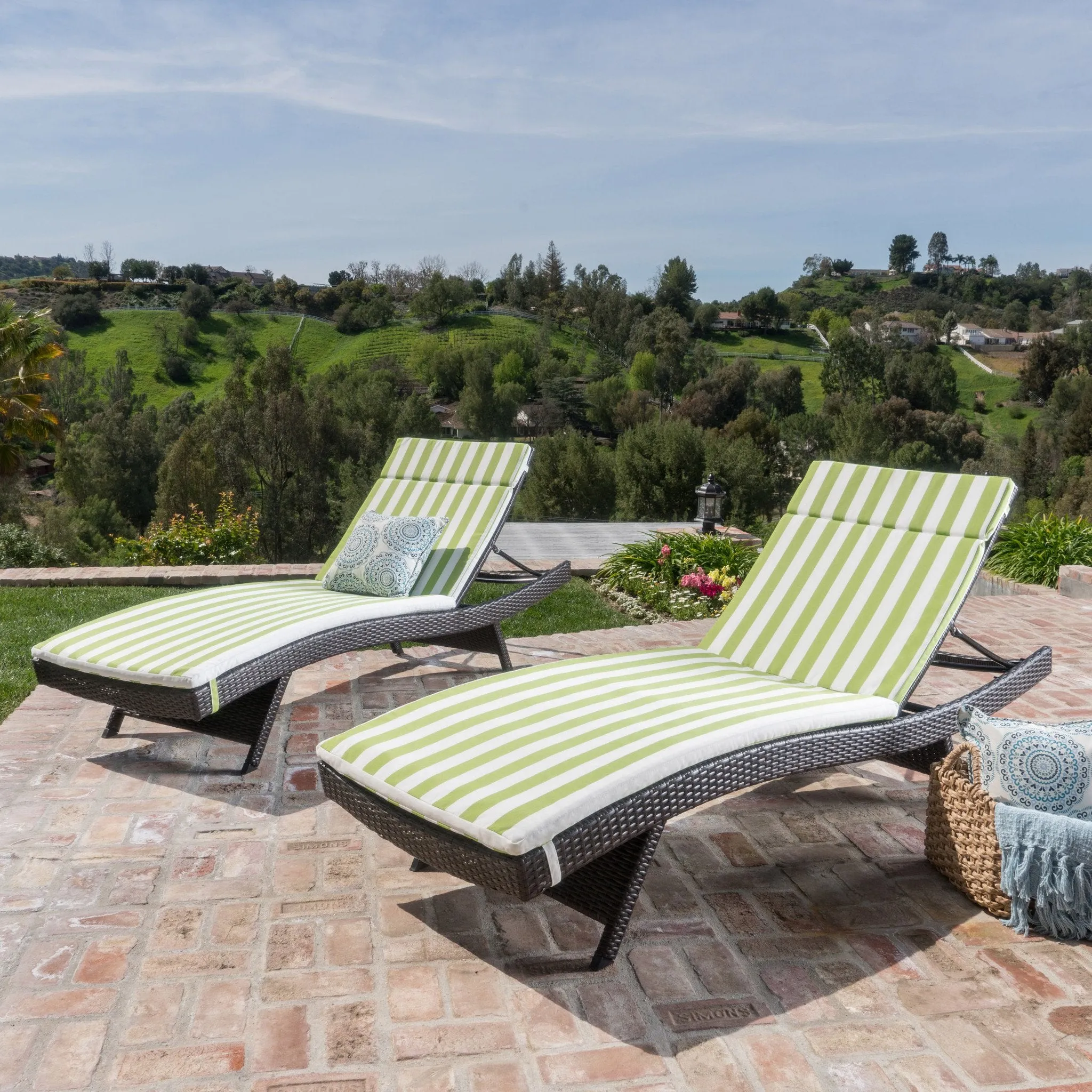 Outdoor Wicker Lounge with Water Resistant Cushion (Set of 2) - NH280003 patio chairs, outdoor seating