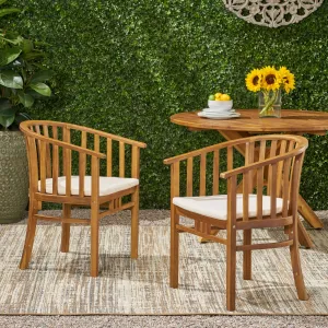 Outdoor Wooden Dining Chairs with Cushions (Set of 2) - NH162903 patio chairs, outdoor seating