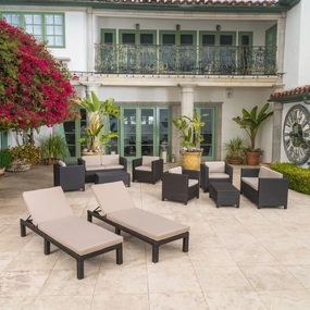 Outdoor 10 Piece Wicker Patio Set w/ Water Resistant Cushions - NH664003 patio chairs, outdoor seating