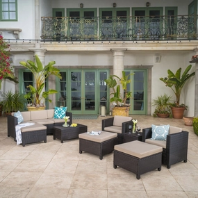 Outdoor 10 Piece Wicker Sofa Collection w/ Water Resistant Cushions - NH364003 patio chairs, outdoor seating