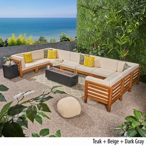 Outdoor 12 Piece U-Shaped Sectional Sofa Set with Fire Pit - NH521703 patio chairs, outdoor seating