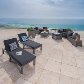 Outdoor 13 Pc Wicker Patio Set w/Water Resistant Cushions - NH493003 patio chairs, outdoor seating