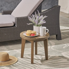 Outdoor 16-inch Acacia Wood Side Table - NH648503 patio chairs, outdoor seating