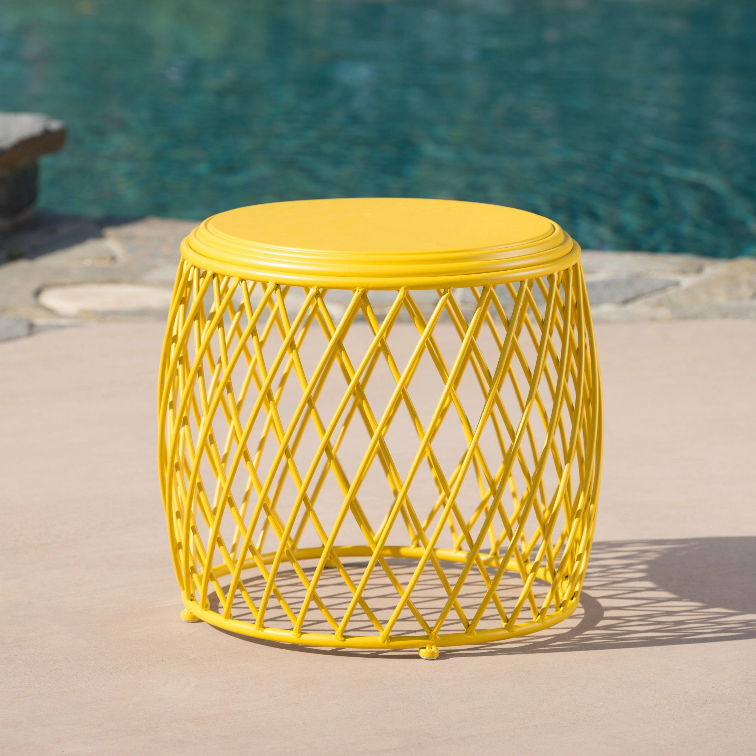Outdoor 19 Inch Diameter Lattice Iron Side Table - NH149103