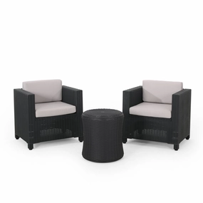 Outdoor 2 Seater Faux Wicker Chat Set with Cushions - NH399213 patio chairs, outdoor seating