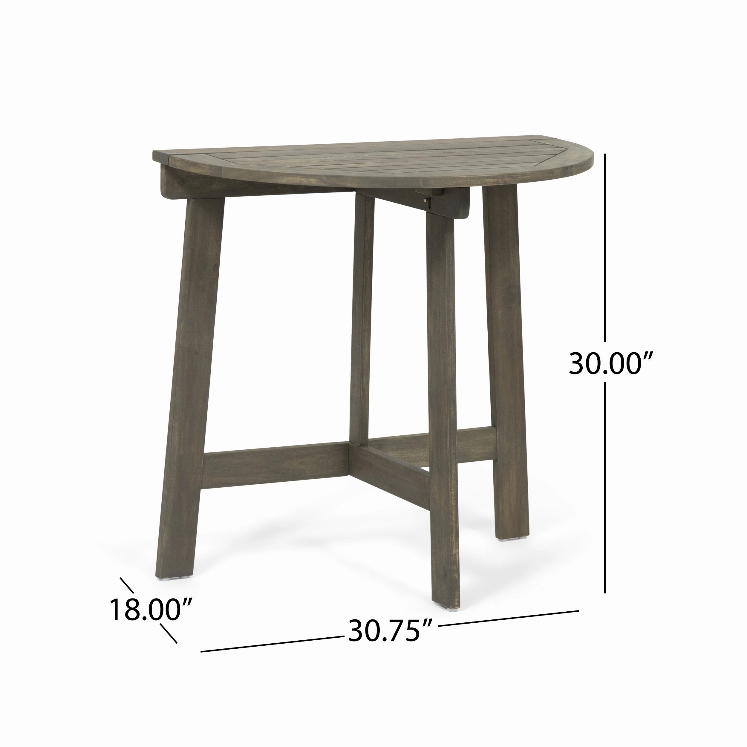 Outdoor 2 Seater Half-Round Acacia Wood Bistro Table Set with Folding Chairs - NH818903