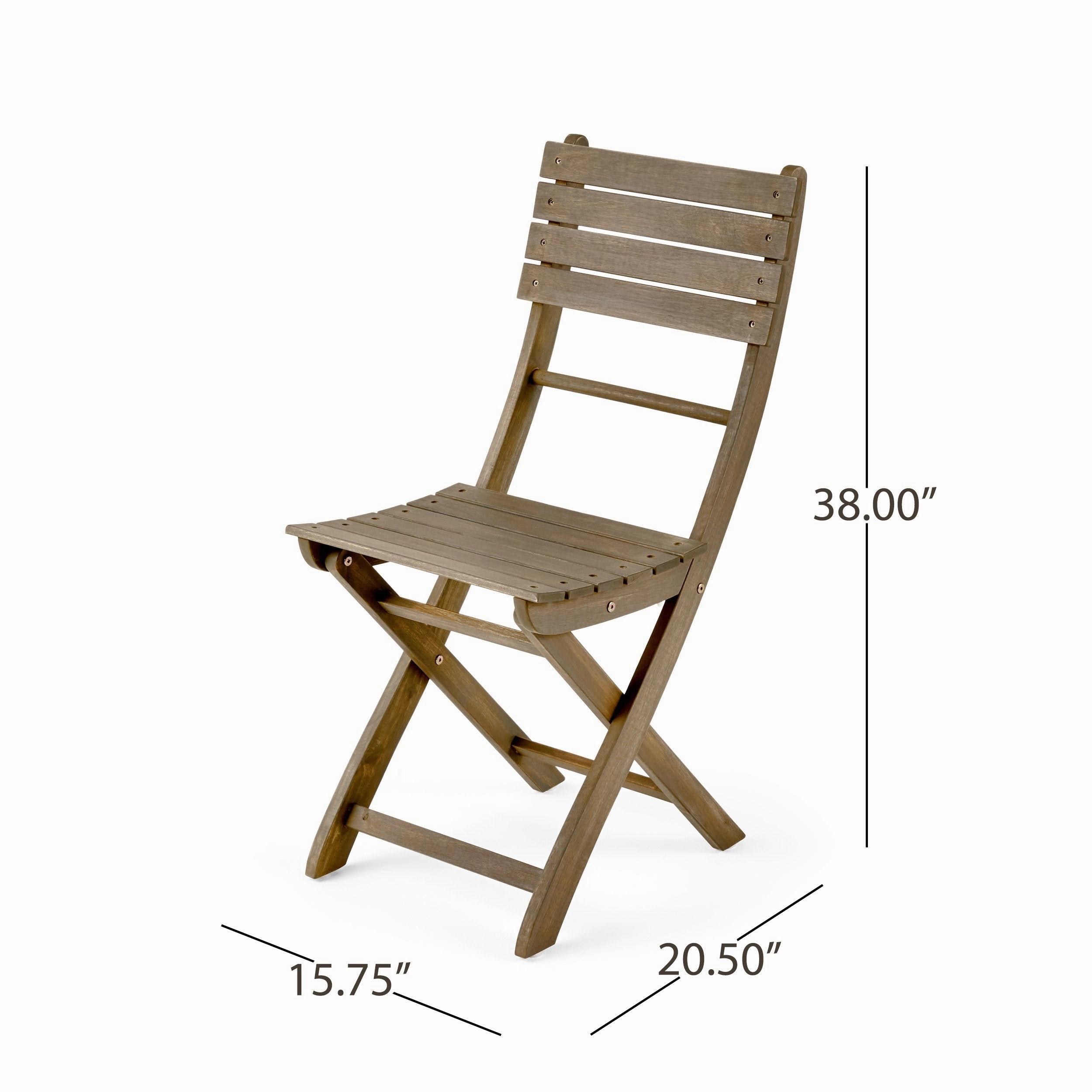 Outdoor 2 Seater Half-Round Acacia Wood Bistro Table Set with Folding Chairs - NH818903