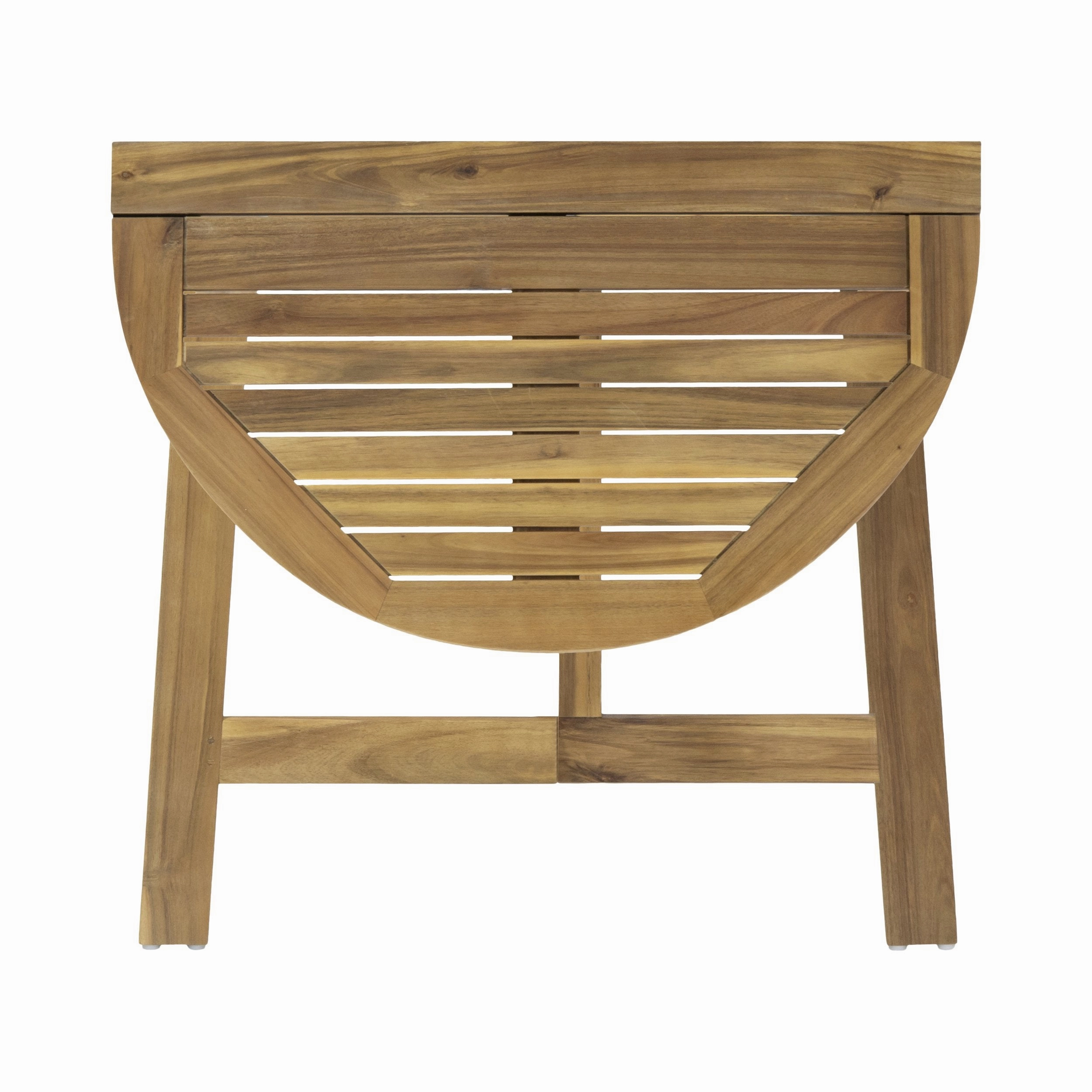 Outdoor 2 Seater Half-Round Acacia Wood Bistro Table Set with Folding Chairs - NH818903