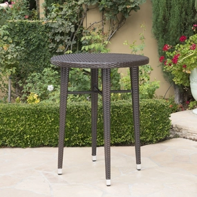Outdoor 32.5 Inch Round Multi-brown Wicker Bar Table - NH603203 patio chairs, outdoor seating
