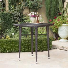 Outdoor 32.5 Inch Square Multi-brown Wicker Bar Table - NH903203 patio chairs, outdoor seating