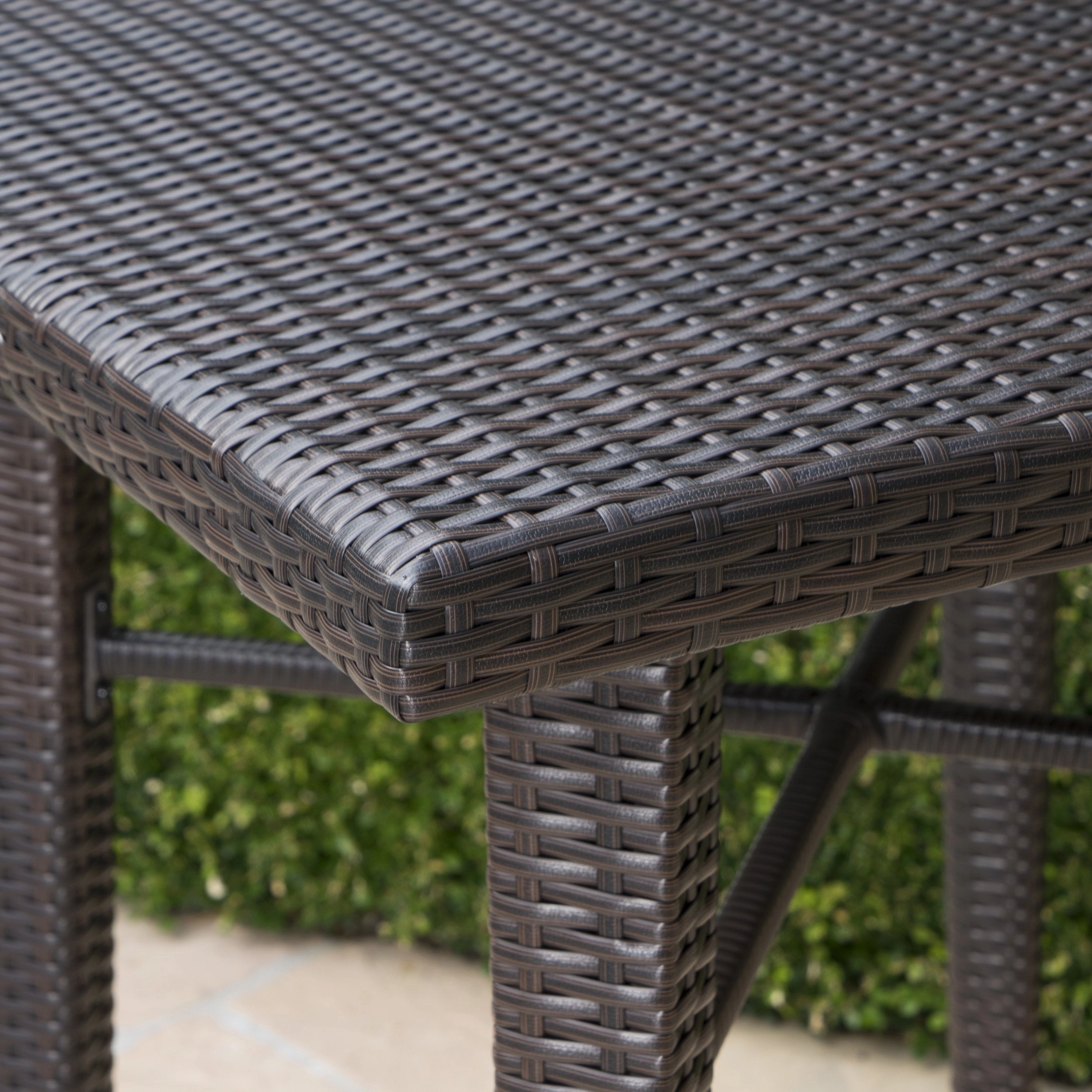 Outdoor 32.5 Inch Square Multi-brown Wicker Bar Table - NH903203