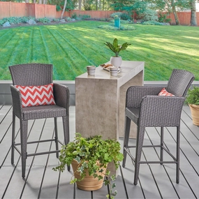 Outdoor 38-Inch Gray Wicker Barstool (set of 2) - NH874403 patio chairs, outdoor seating