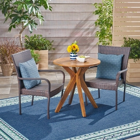 Outdoor 3 Piece Acacia Wood and Wicker Bistro Set - NH030503 patio chairs, outdoor seating