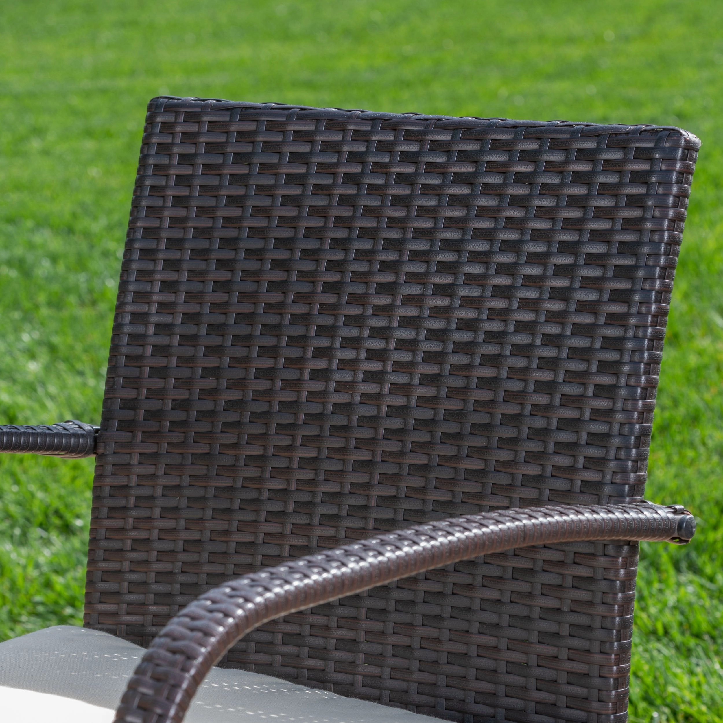 Outdoor 3 Piece Acacia Wood/ Wicker Bistro Set with Cushions, Teak Finish and Multibrown with Crme - NH203403
