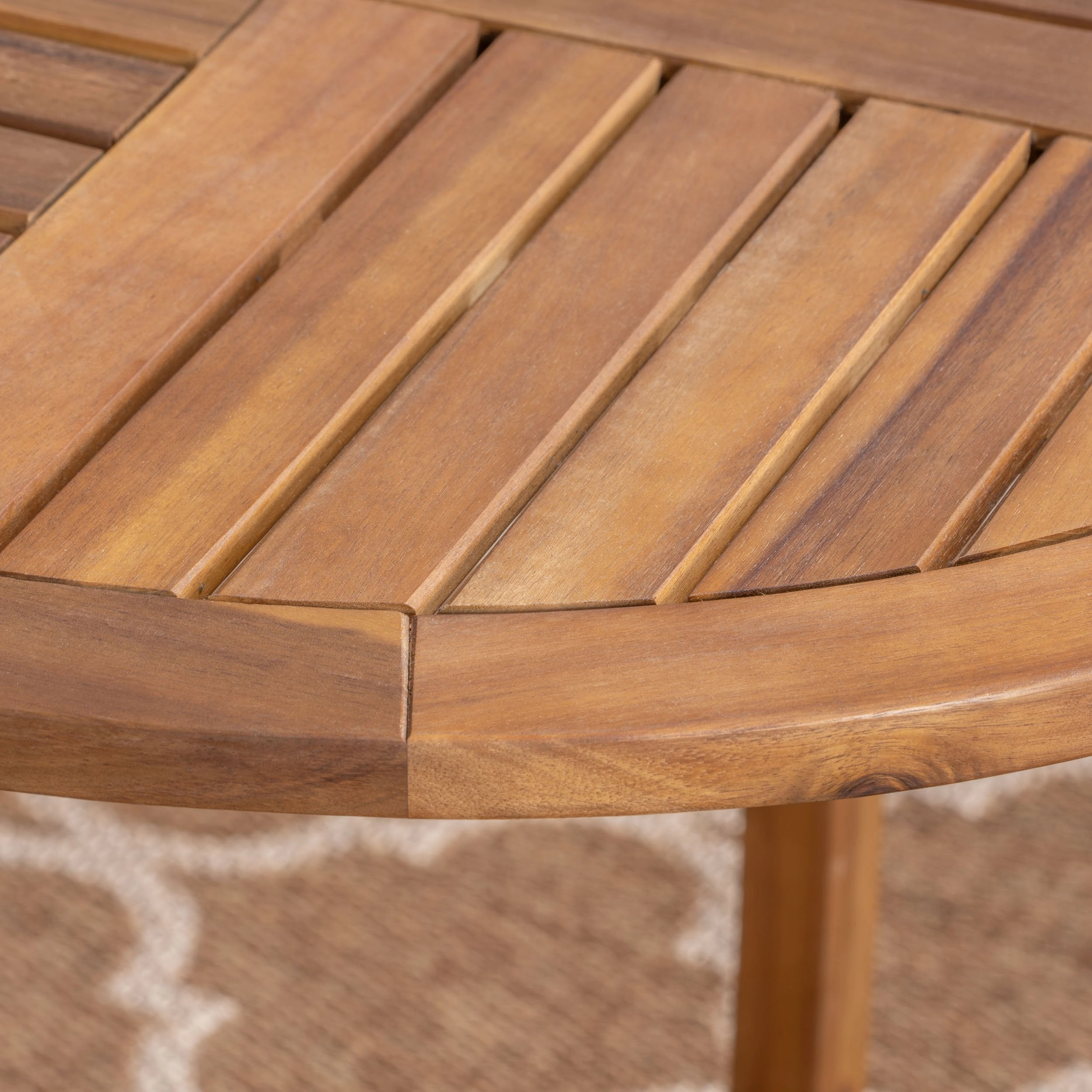 Outdoor 3 Piece Acacia Wood/ Wicker Bistro Set with Cushions, Teak Finish and Multibrown with Crme - NH203403