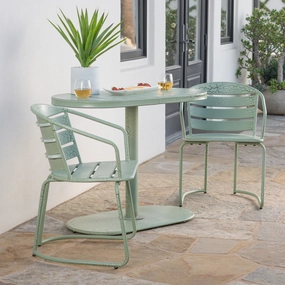Outdoor 3 Piece Crackle Finished Iron Bistro Set - NH953303 patio chairs, outdoor seating