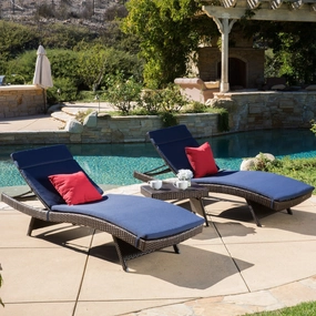 Outdoor 3-piece Wicker Adjustable Chaise Lounge Set with Cushions - NH439592 patio chairs, outdoor seating