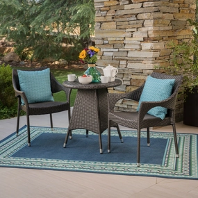 Outdoor 3 Piece Wicker Bistro Set, Grey - NH917403 patio chairs, outdoor seating