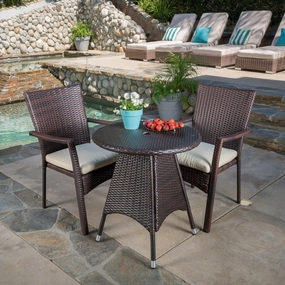 Outdoor 3-piece Wicker Bistro Set with Cushions - NH818592 patio chairs, outdoor seating