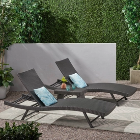 Outdoor 3 Piece Wicker Chaise Lounge Set - NH706403 patio chairs, outdoor seating
