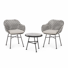 Outdoor 3 Piece Wicker Chat Set - NH007313 patio chairs, outdoor seating