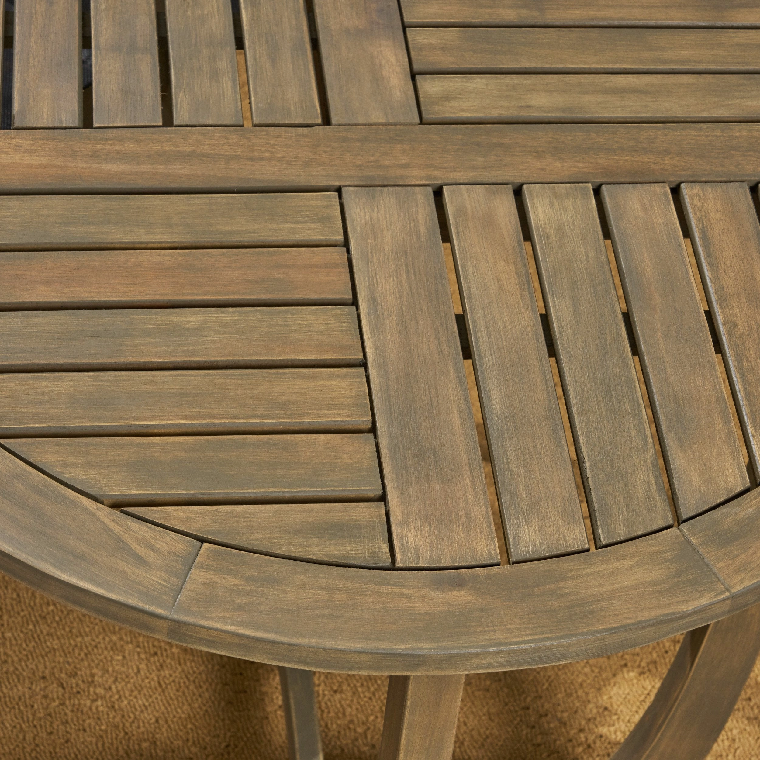 Outdoor 3 Piece Wood and Wicker Bistro Set, Gray and Gray - NH661503