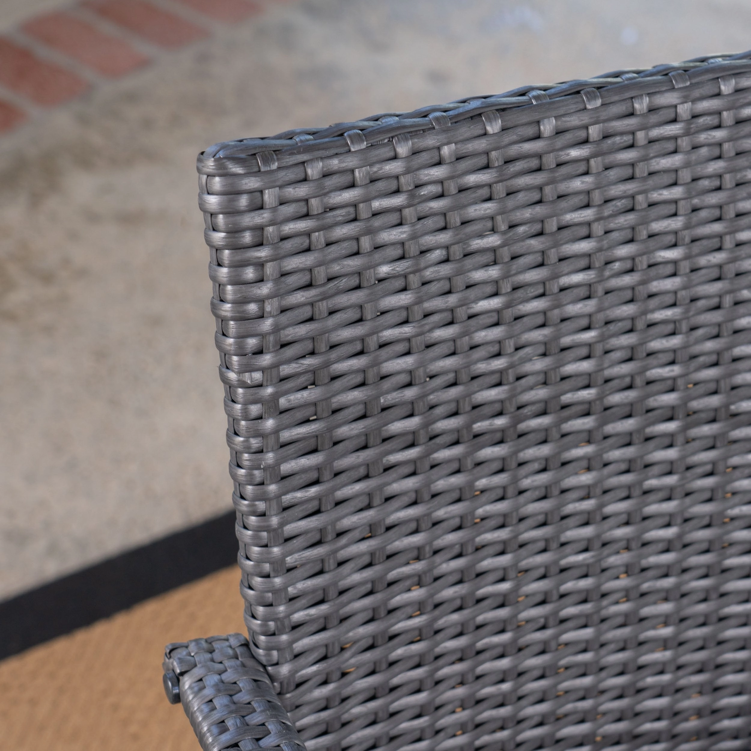 Outdoor 3 Piece Wood and Wicker Bistro Set, Gray and Gray - NH961503