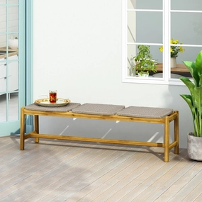 Outdoor 3 Seater Wicker Bench - NH539213 patio chairs, outdoor seating