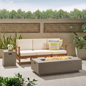 Outdoor 3 Seater Wood Fire Pit Sofa Set - NH406503 patio chairs, outdoor seating