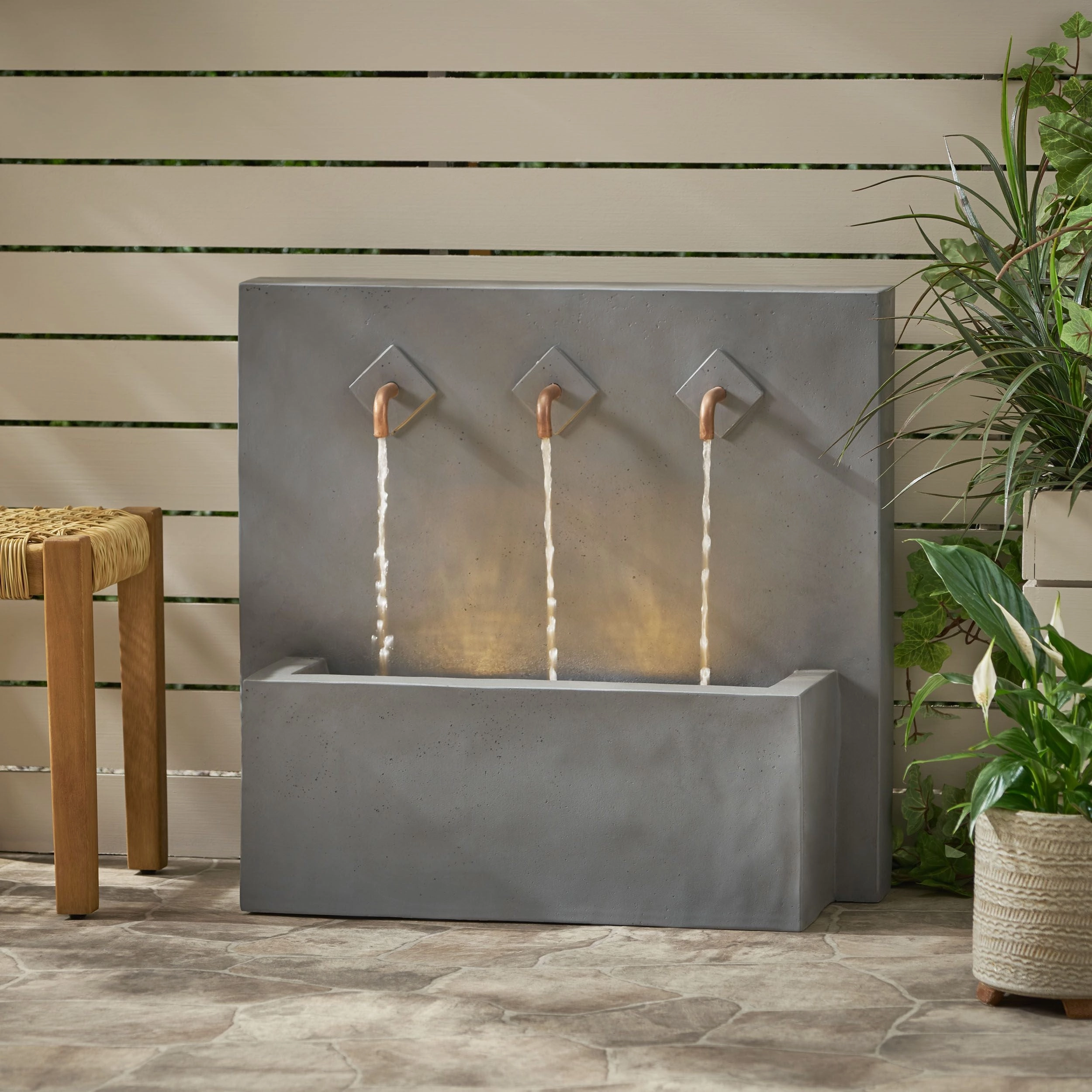 Outdoor 3 Spout Fountain, Light Gray - NH747413