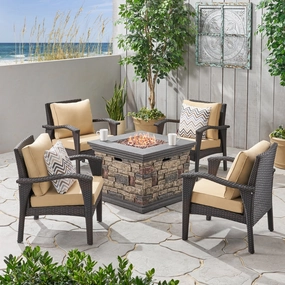 Outdoor 4 Club Chair Chat Set with Fire Pit - NH749903 patio chairs, outdoor seating