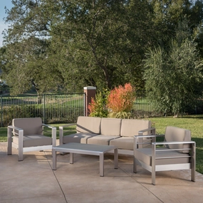 Outdoor 4 Piece Aluminum Chat Set with Cushions - NH540103 patio chairs, outdoor seating