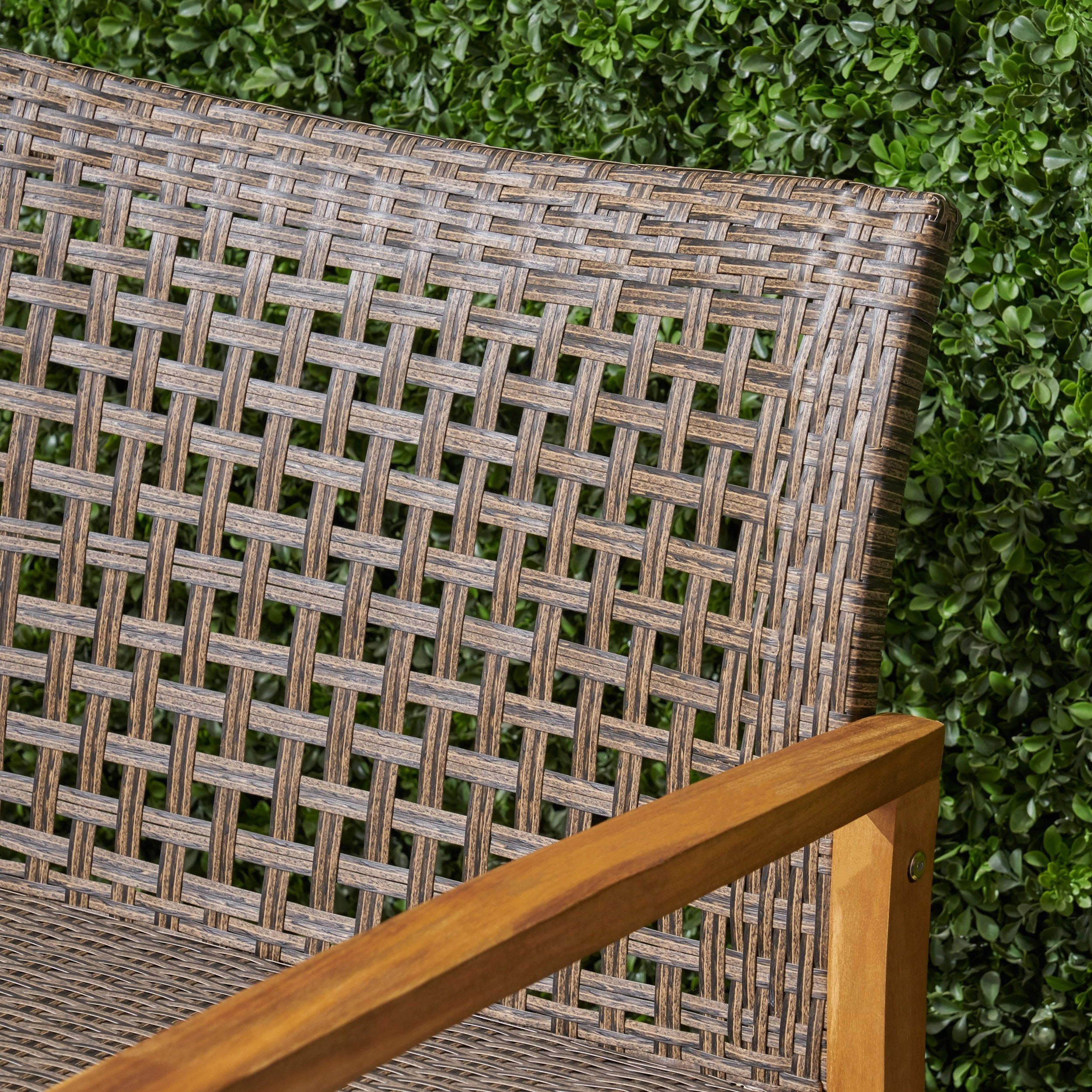 Outdoor 4 Piece Wood and Wicker Chat Set - NH861803