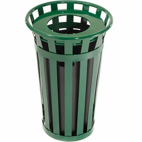 Outdoor Metal Waste Receptacle - 24 Gallon Green