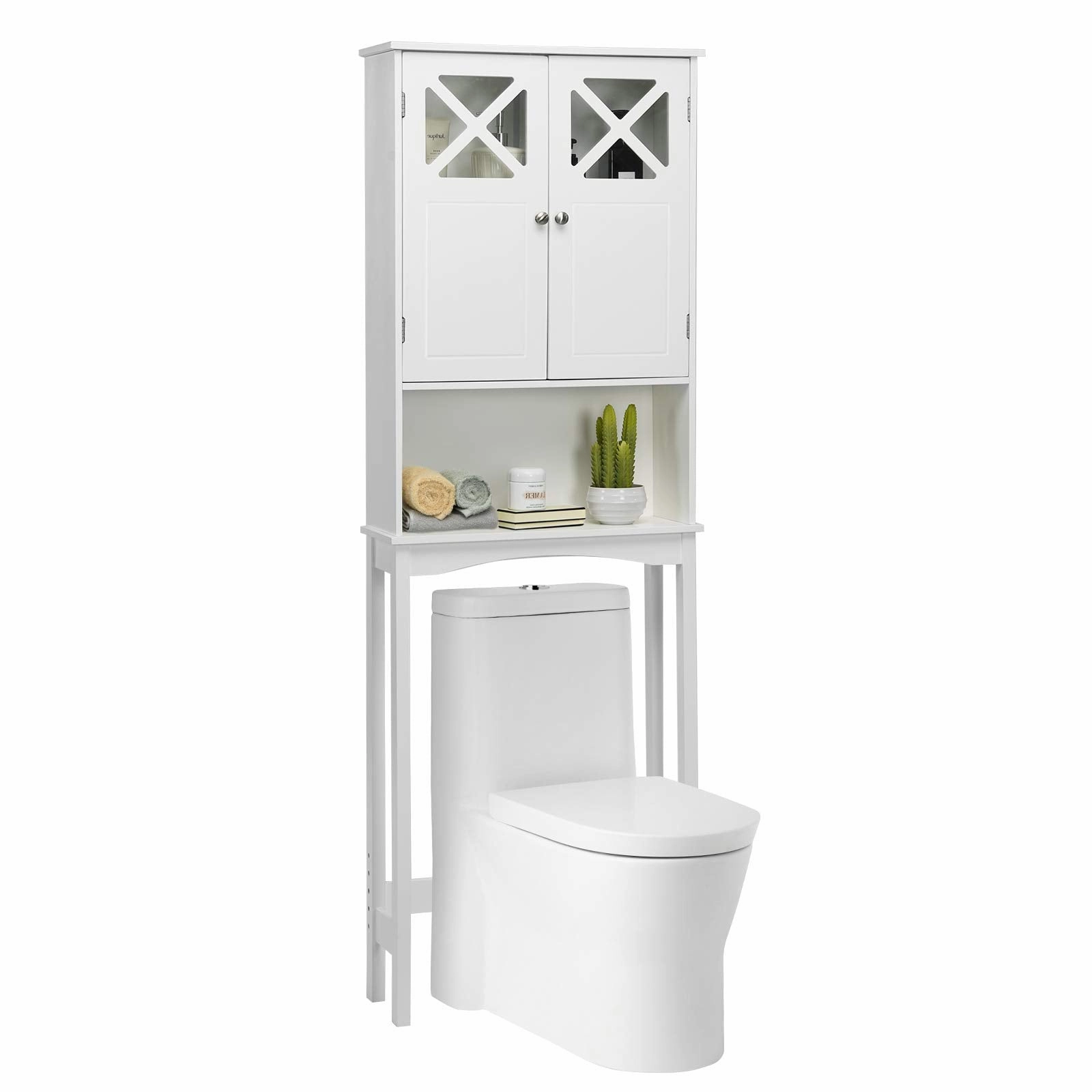 Over-The-Toilet Bathroom Space Saver with Adjustable Shelf bathroom organizer, toilet brush holder