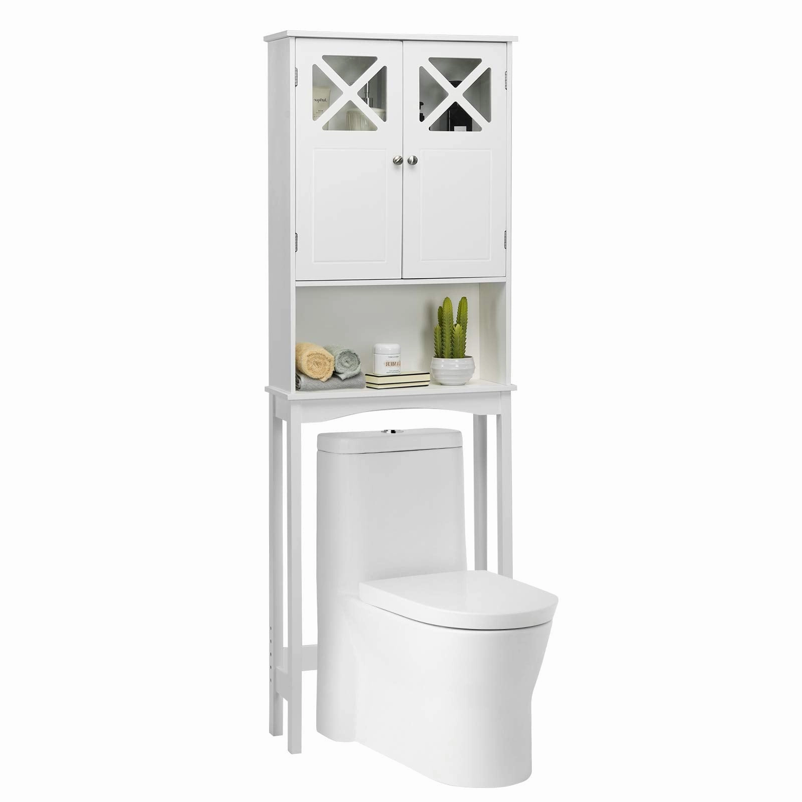 Over-The-Toilet Bathroom Space Saver with Adjustable Shelf bathroom storage cabinet, over toilet storage