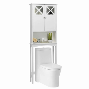 Over-The-Toilet Bathroom Space Saver with Adjustable Shelf bathroom organizer, toilet brush holder