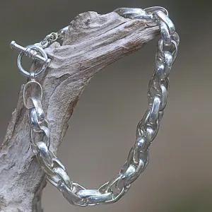 Overdrive Hand Crafted Men's Sterling Silver Chain Bracelet from Bali