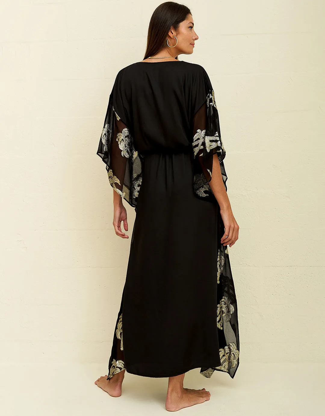 Palm Tree Kaftan - Black