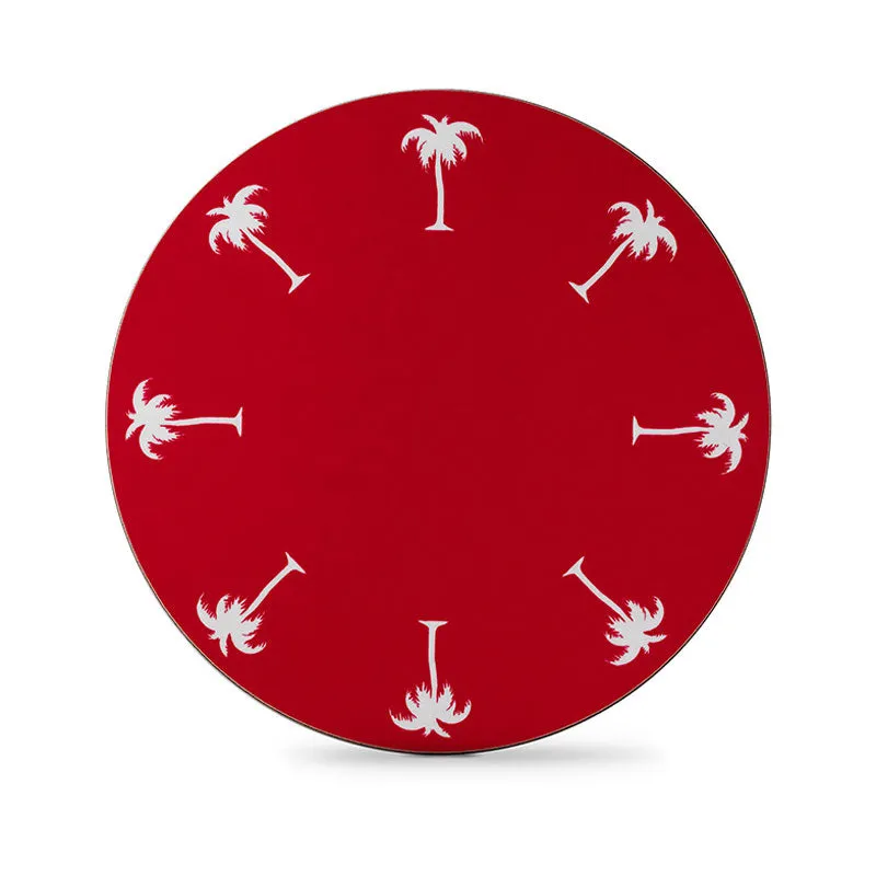 Palm Tree Round Table Mat Set of 4, Cerise Pink tufted headboard, king headboard