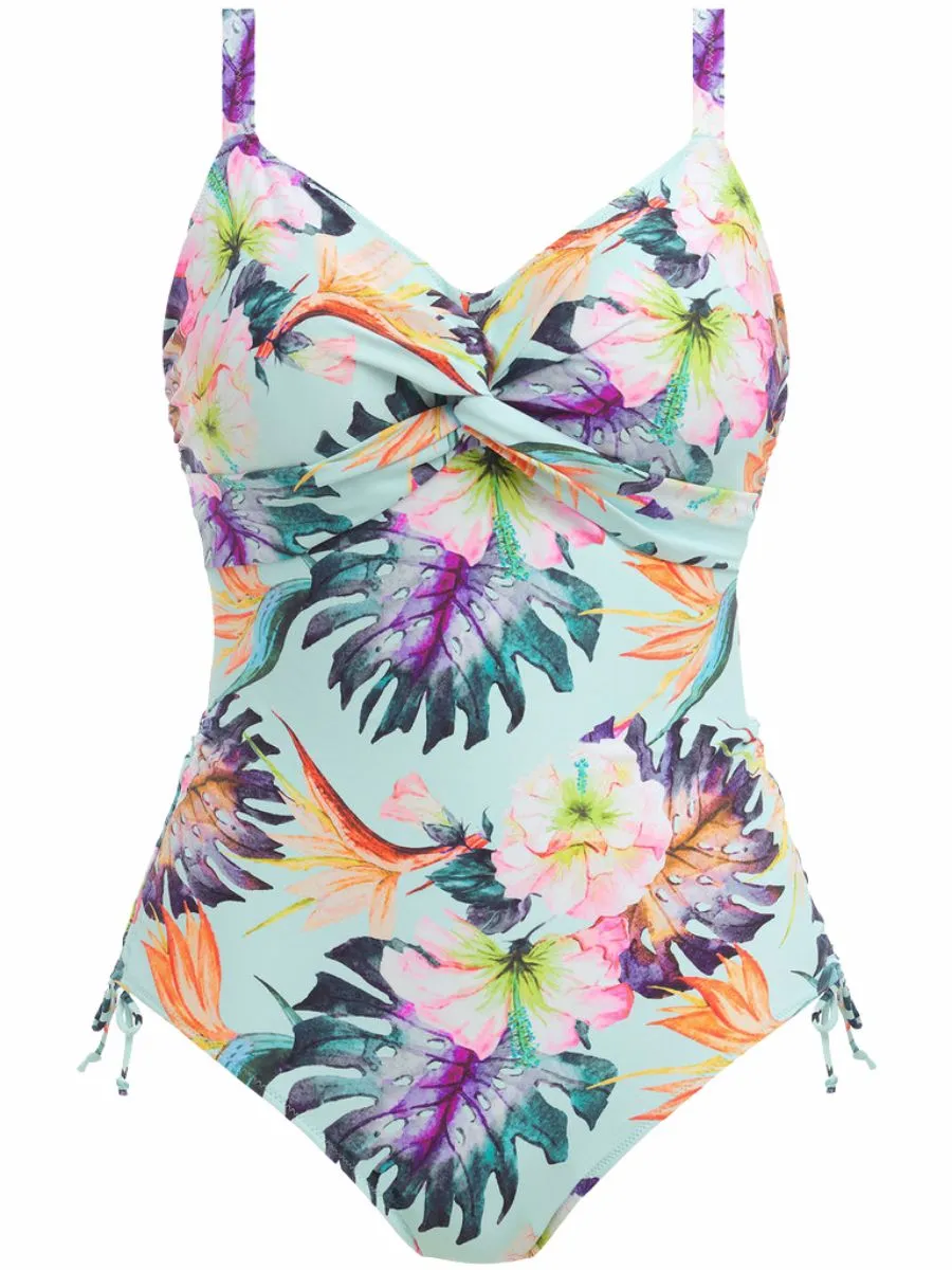 Paradiso Twist Front Adjustable Leg Swimsuit - Soft Mint